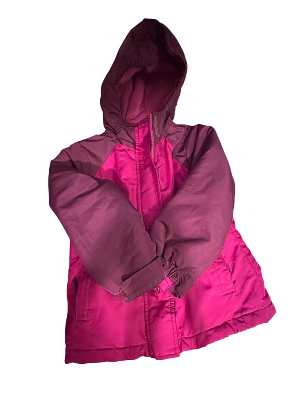 The Children’s Place Girls Pink Burgundy Hooded Puffer Winter Coat XS 4