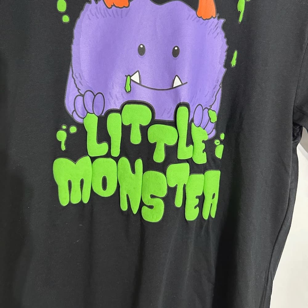 Celebrate It Youth Black Little Monster Graphic Tee Size Large Halloween Shirt