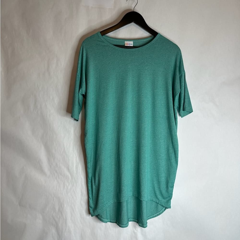 LuLaRoe Irma Heathered Teal High-Low Tunic Top LuLaRoe Size XXS (00-0)