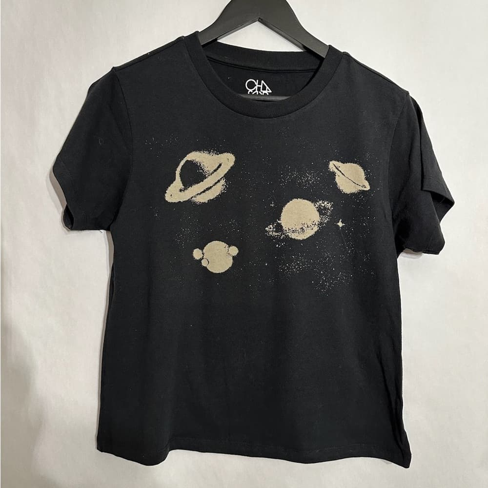 CHASER Black Planet Graphic Tee Cosmic Space Aesthetic Size Small