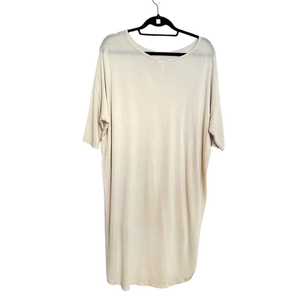 LuLaRoe Irma Tunic Top Cream Solid High Low Minimalist Medium Neutral Loungewear