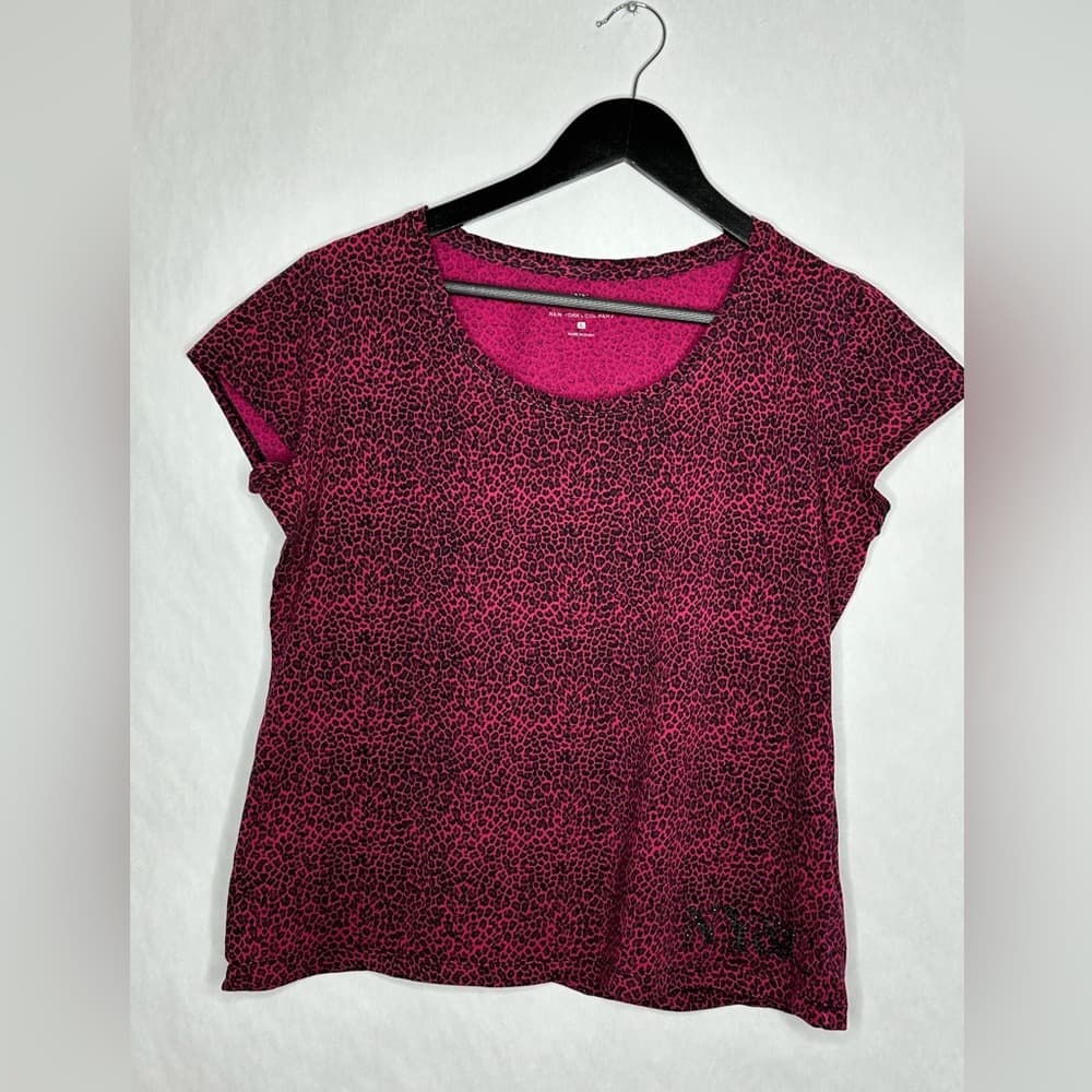 NY&C New York & Company Pink Leopard Print Top Size Large Y2K Sleepwear