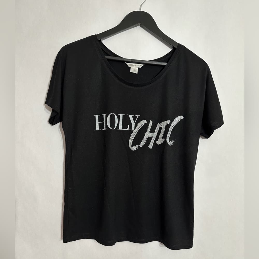 Rebecca Minkoff Black Graphic Tee Holy Chic Women’s Small Minimalist Luxury