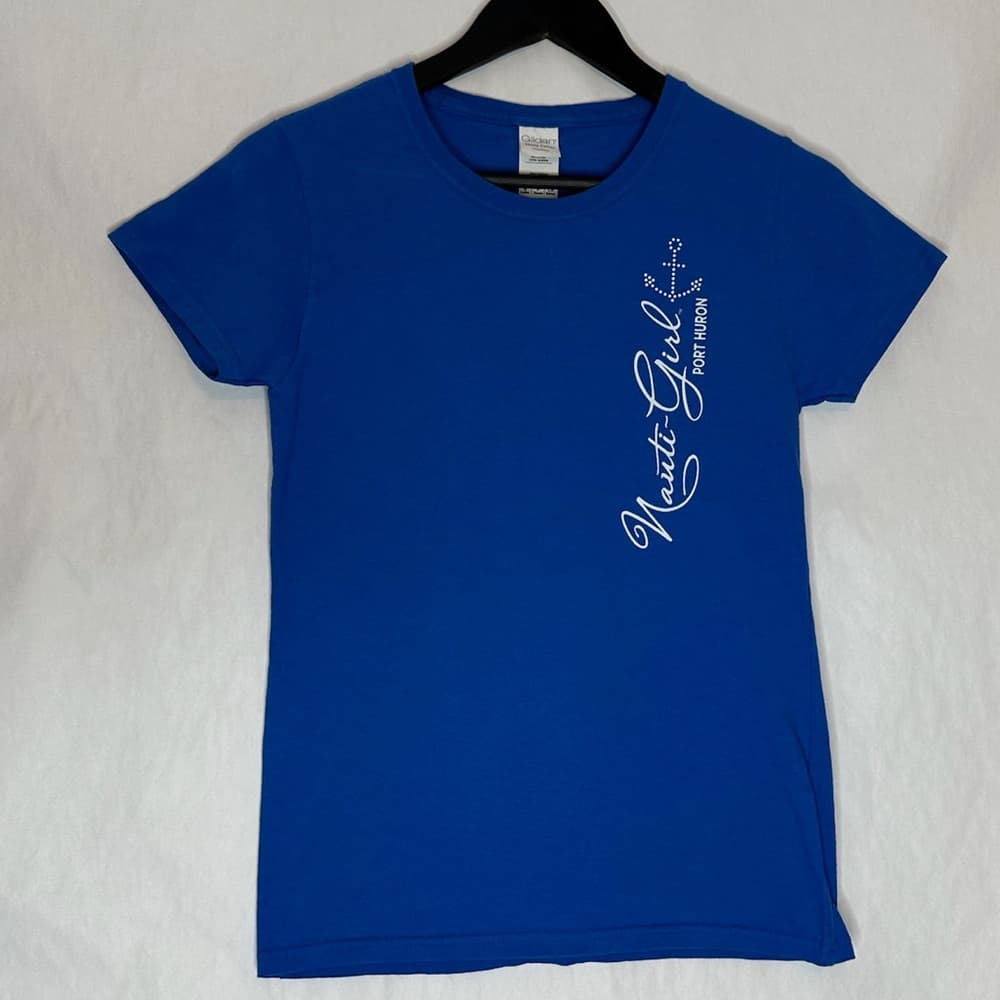 Port Huron Gildan Nauti Girl Tee Blue Souvenir Graphic Size Small