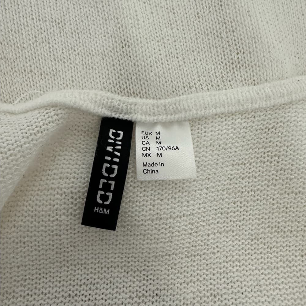 H&M Divided White Knit Tank Top #CELFIE Graphic Slightly Sheer Size Medium