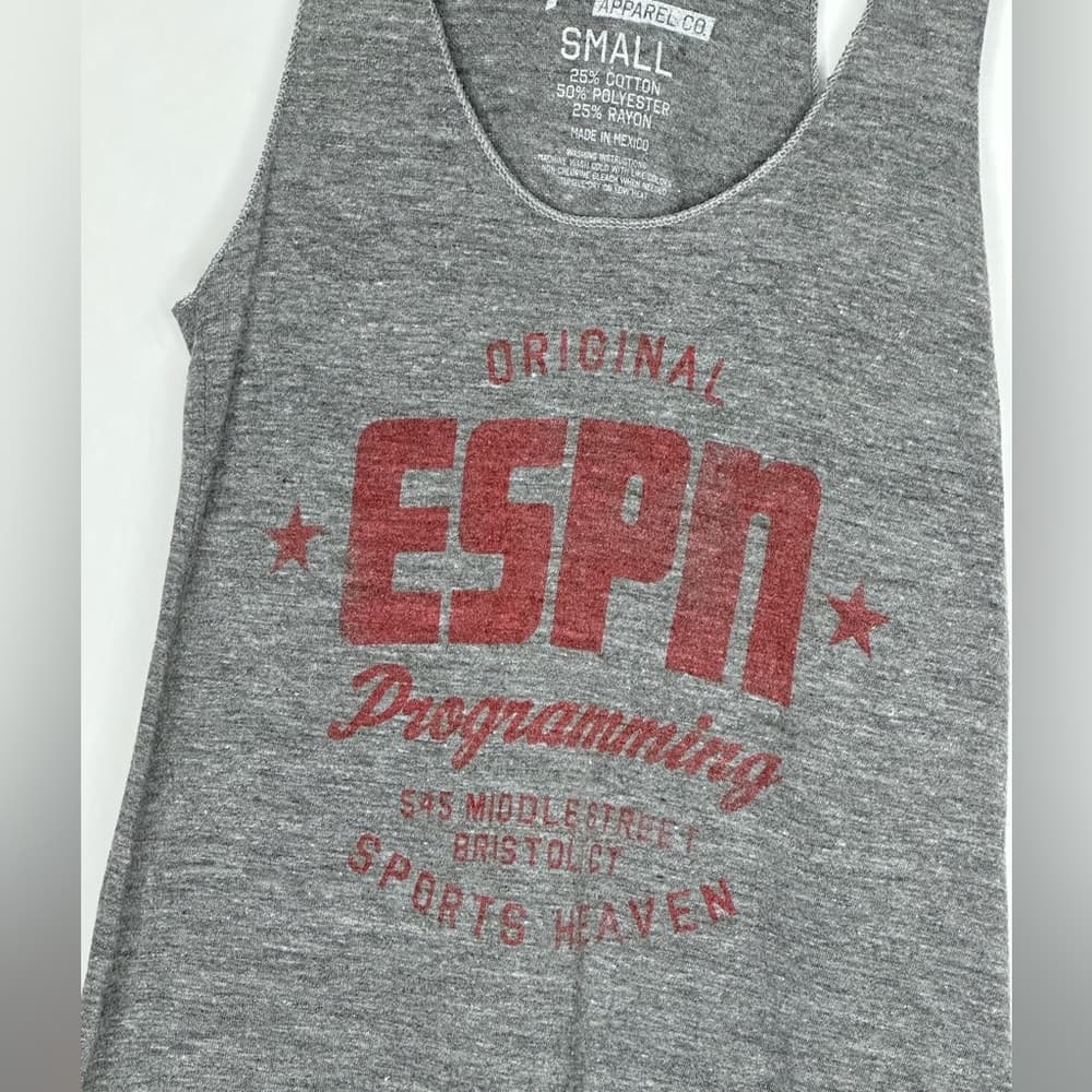 Sportiqe ESPN Programming Graphic Racerback Tank Size Small Heathered Gray