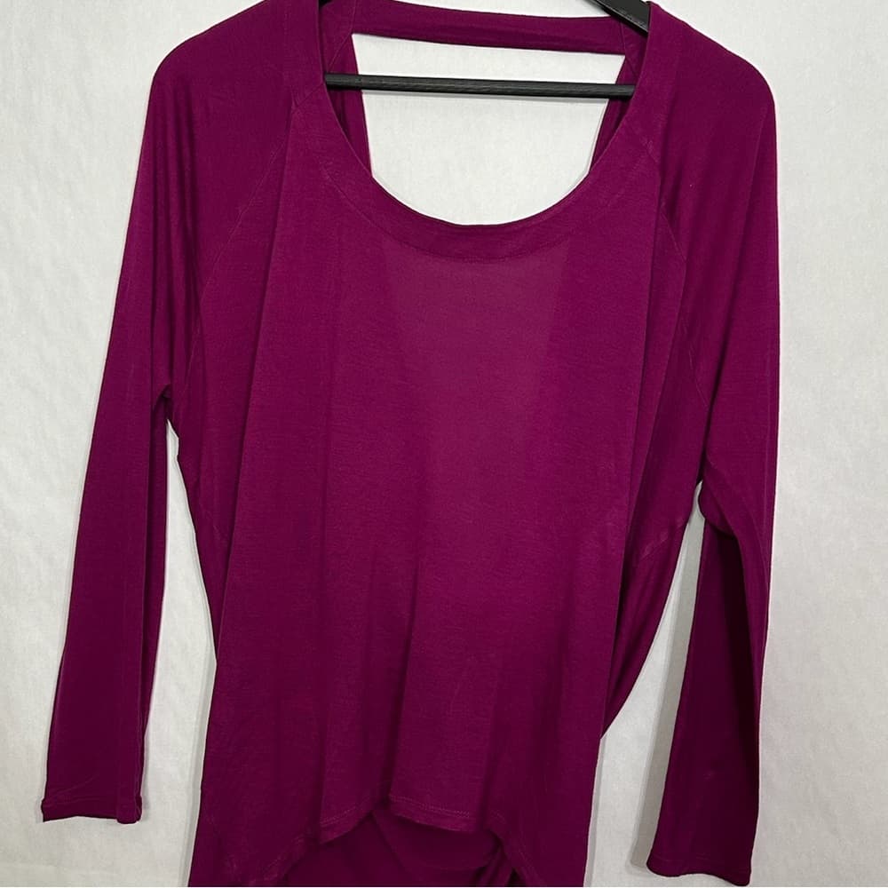 Express Magenta Open Back Drape Long Sleeve Top Size Medium SEE NOTES
