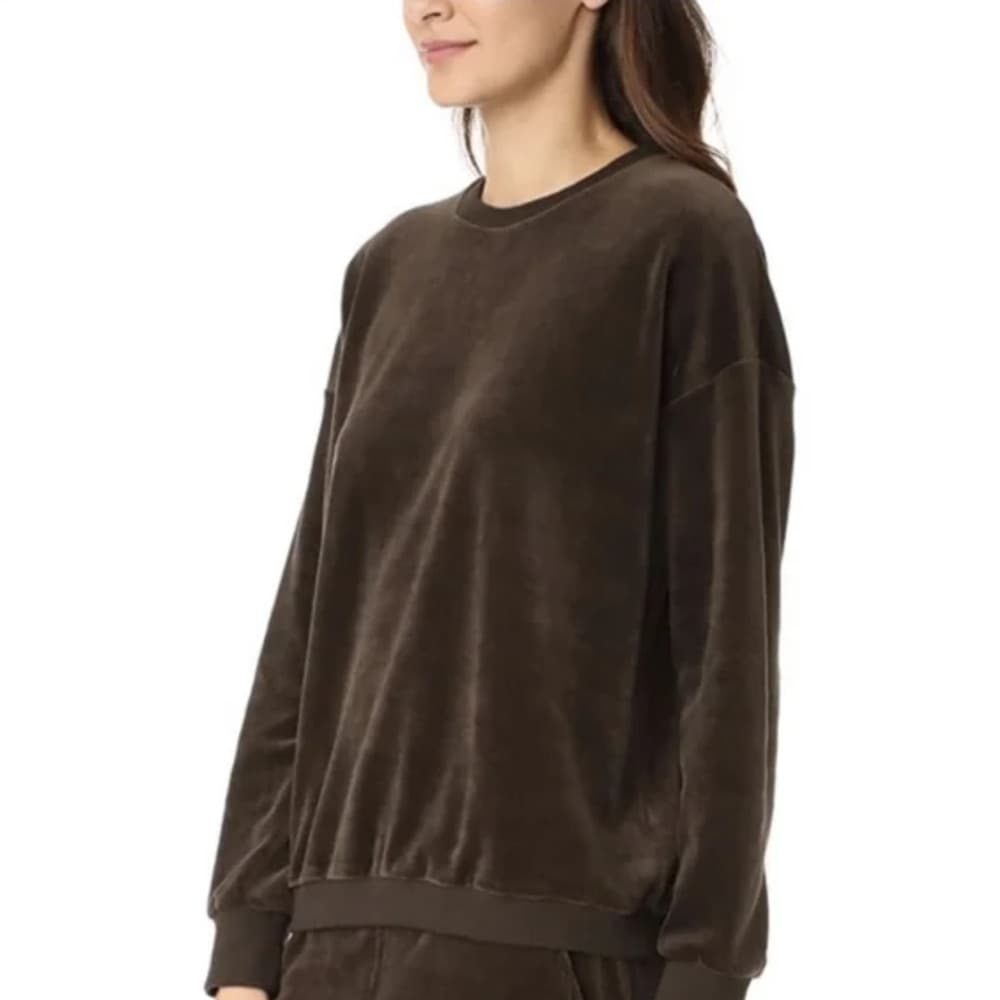 Vince Brown Velour Crewneck Pullover Longsleeve Sweatshirt X-Small Loungewear