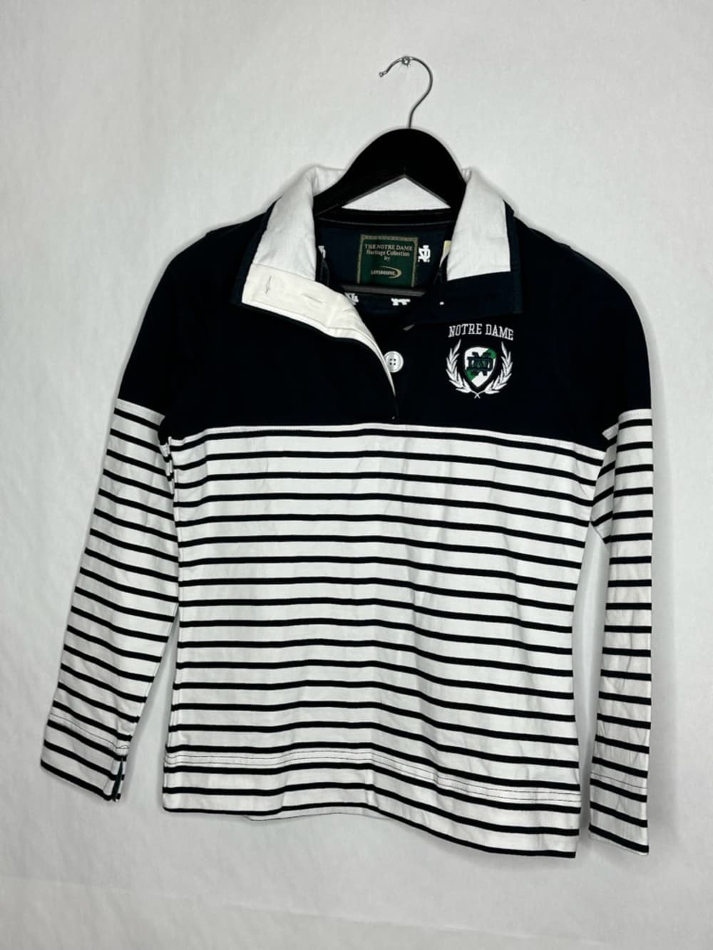 NWT Lansdowne Notre Dame Heritage Collection Rugby Stripe Polo Shirt XS Preppy