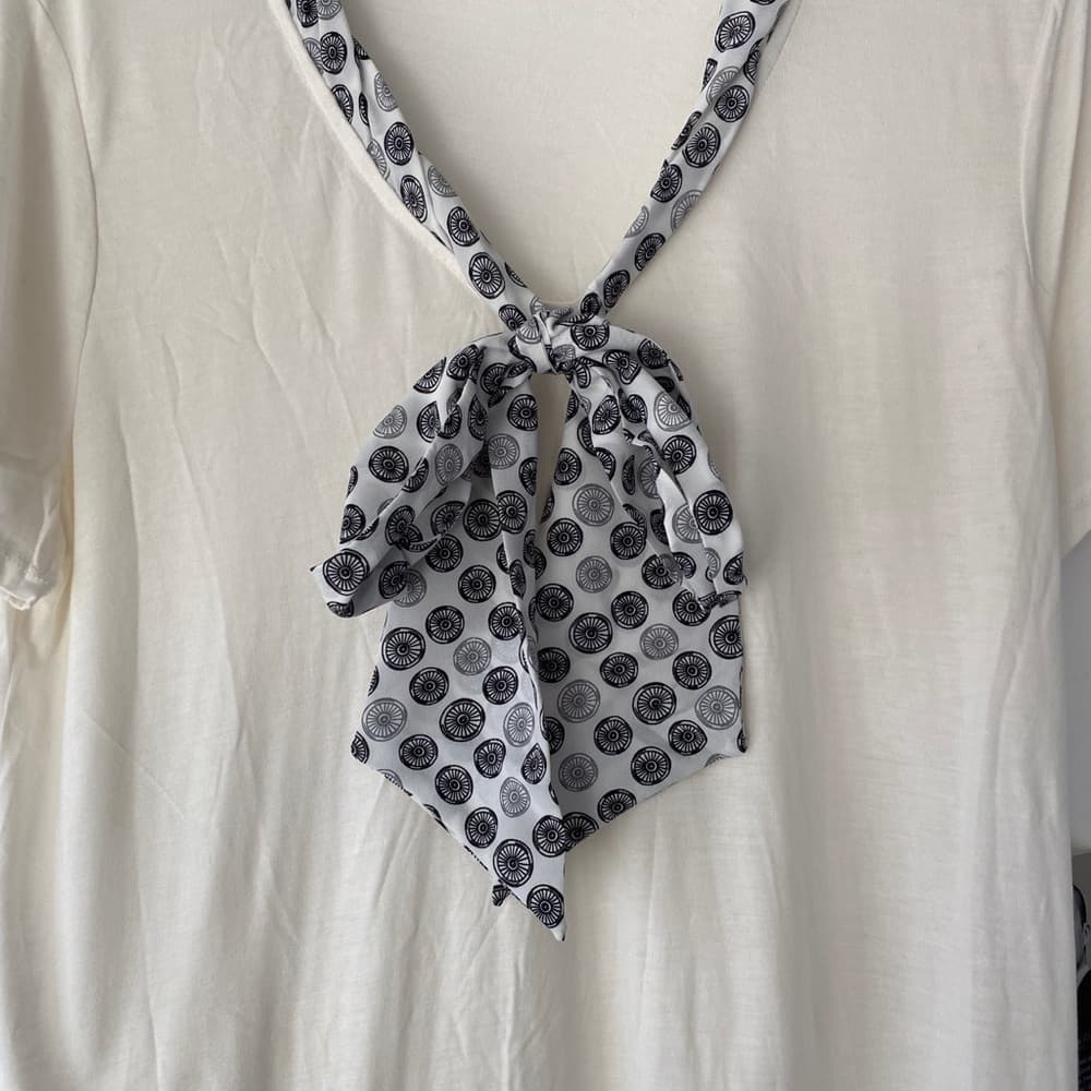 NWT Jason Wu Target Bicycle Print Tie-Neck Short Sleeve Blouse Large SEE NOTE