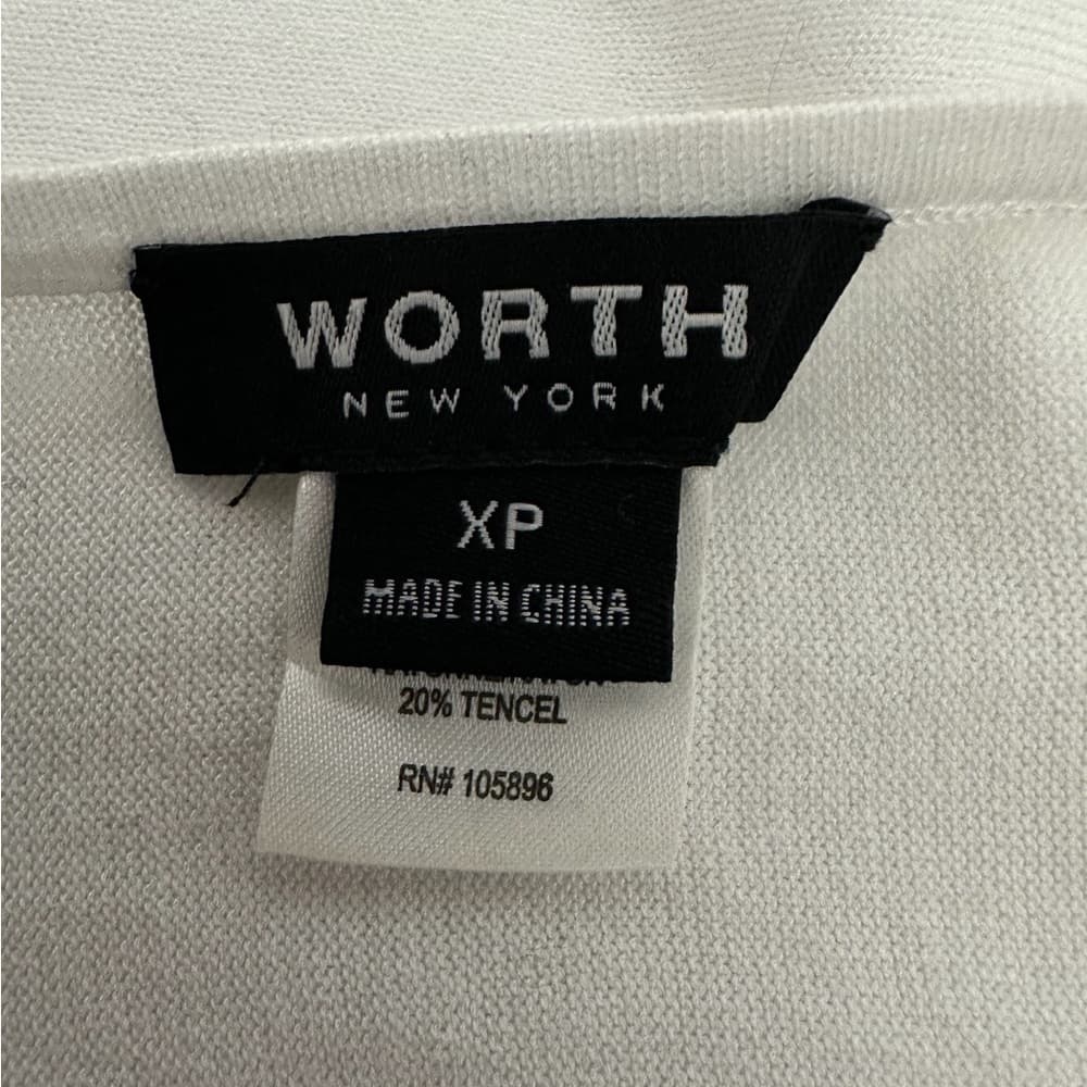 Worth New York Long Sleeve Side Tie Waist Top Size XP Minimalist Neutral Office