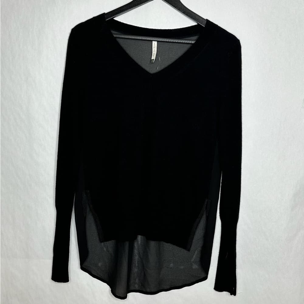 NWOT Sachin & Babi Black Sheer Long Sleeve Top Size 2 Minimalist Neutral