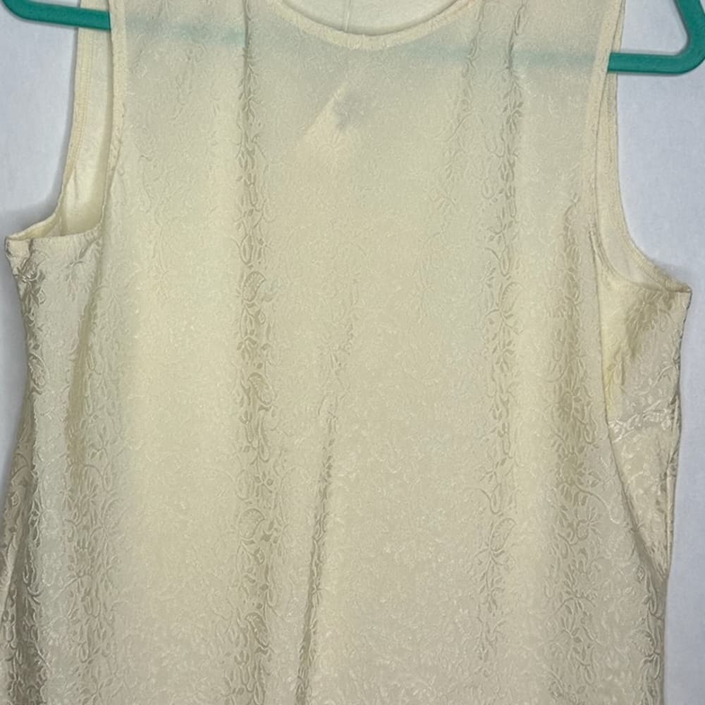 NWT Ann Taylor Cream Floral Raised Textured Sleeveless Blouse Size XL