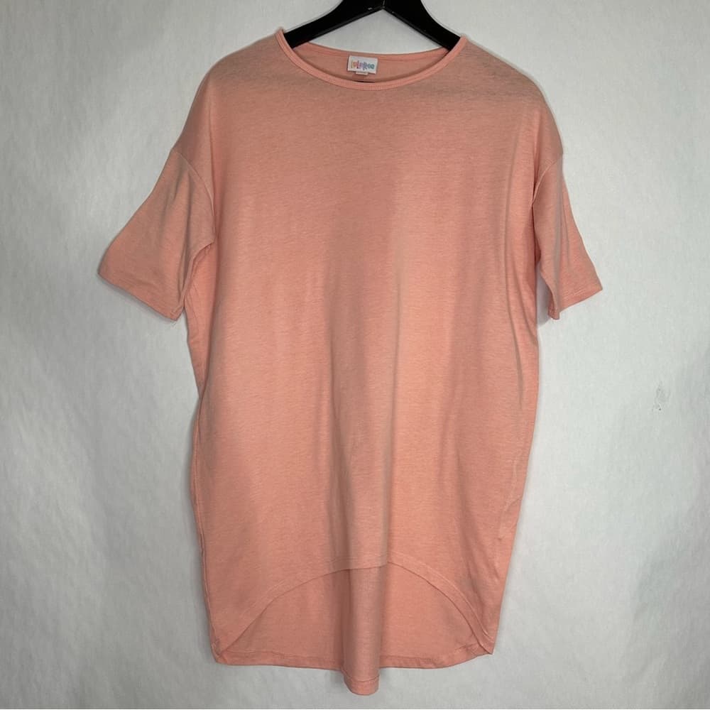LuLaRoe Peach Irma High Low Short Sleeve Tee Tunic T Shirt XXS Comfortable