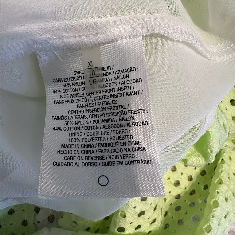 T Tahari Lime & White Eyelet Sleeveless Panel Sport Blouse Size XL Athleisure