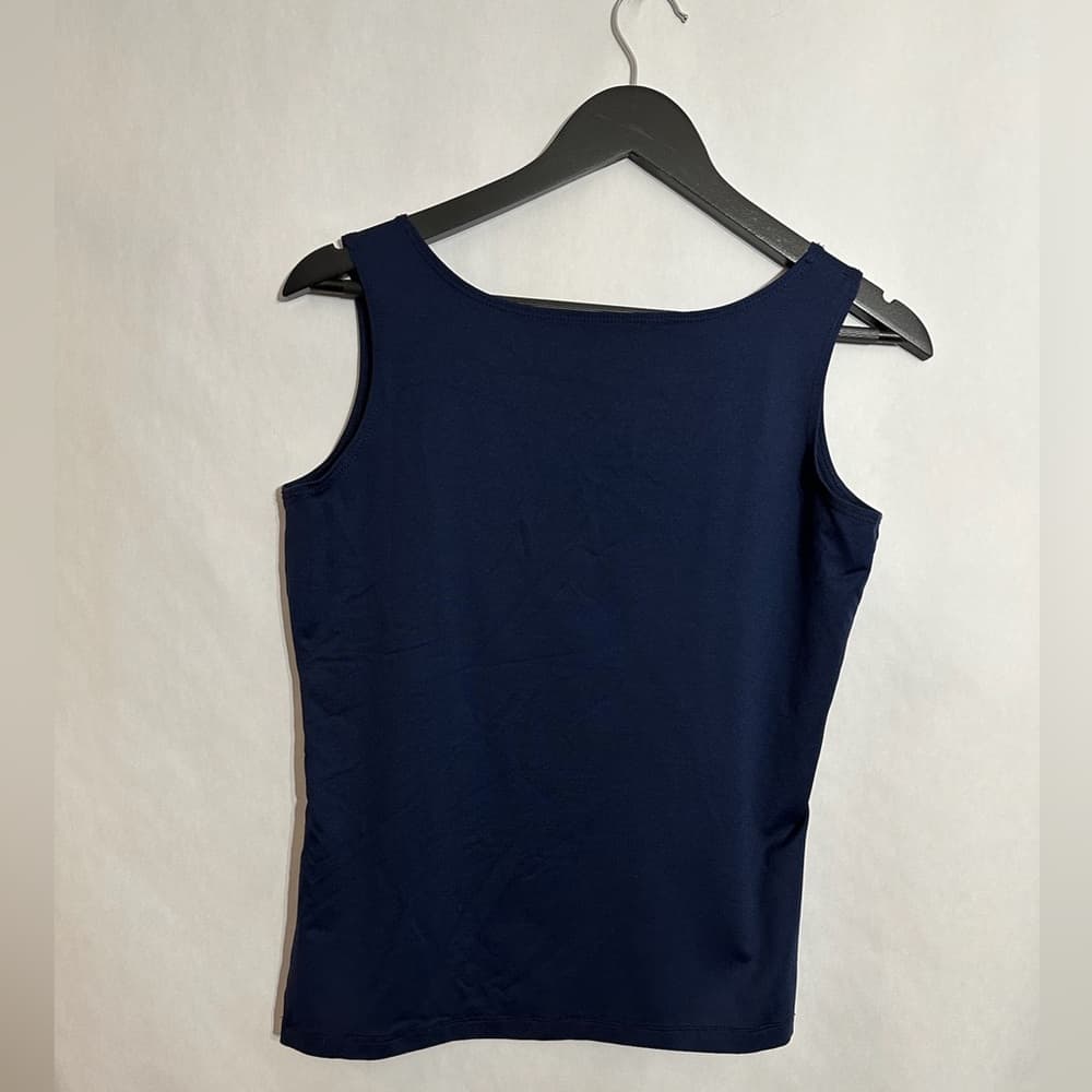 A’Nue Miami Ligne Classic Navy Sleeveless Tank Top Large Minimalist Quiet Luxury