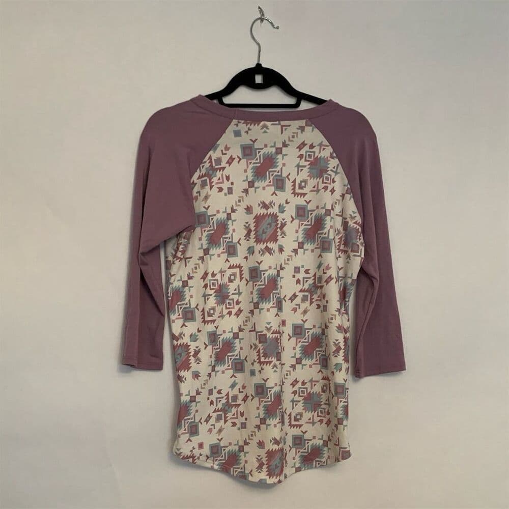 LuLaRoe Randy Raglan T-Shirt Aztec Southwestern Pattern Size S Multicolor