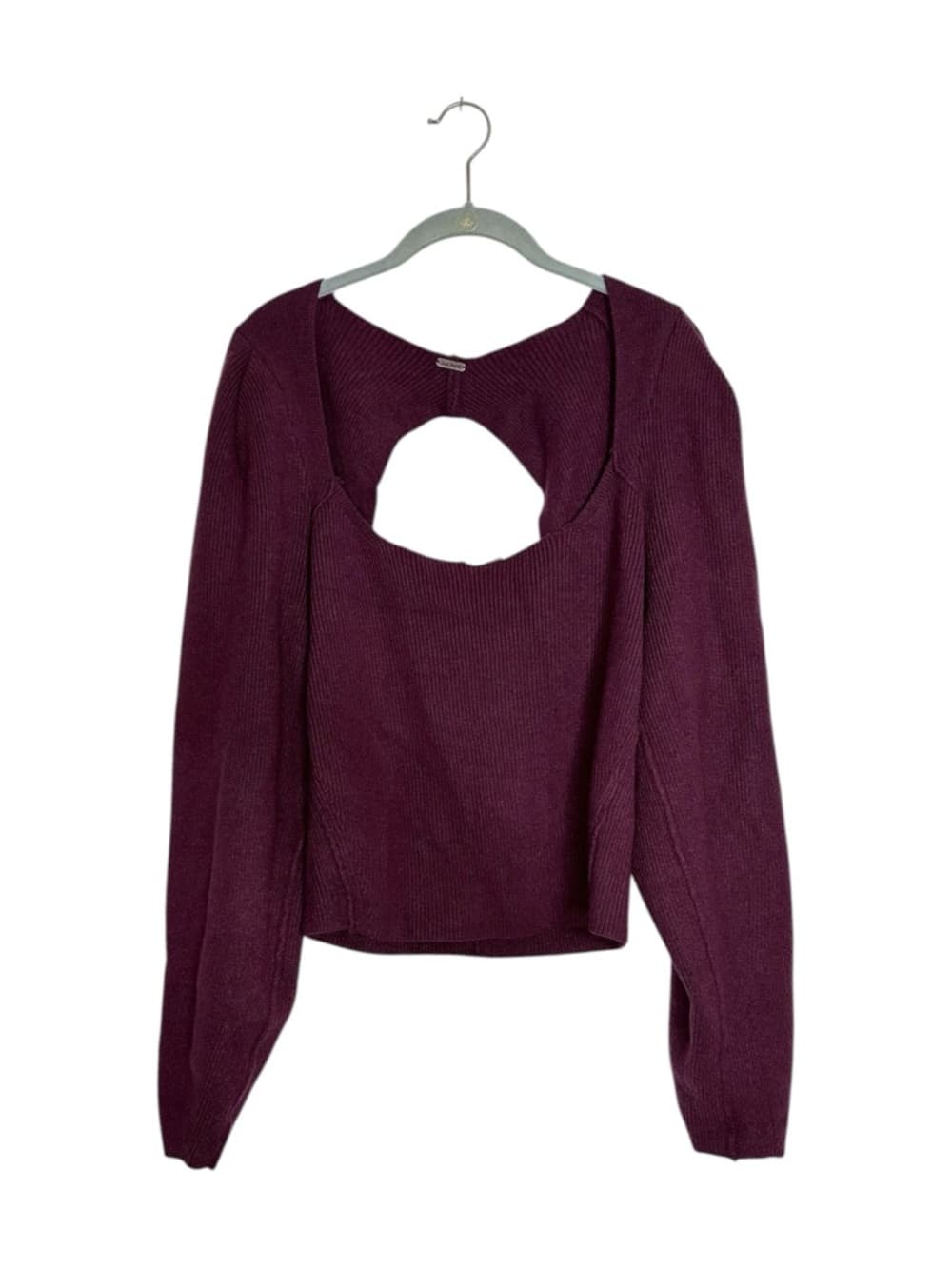 Free People Saffron Fitted Sweater Long Sleeve Pomegranate Wine Top Boho Large