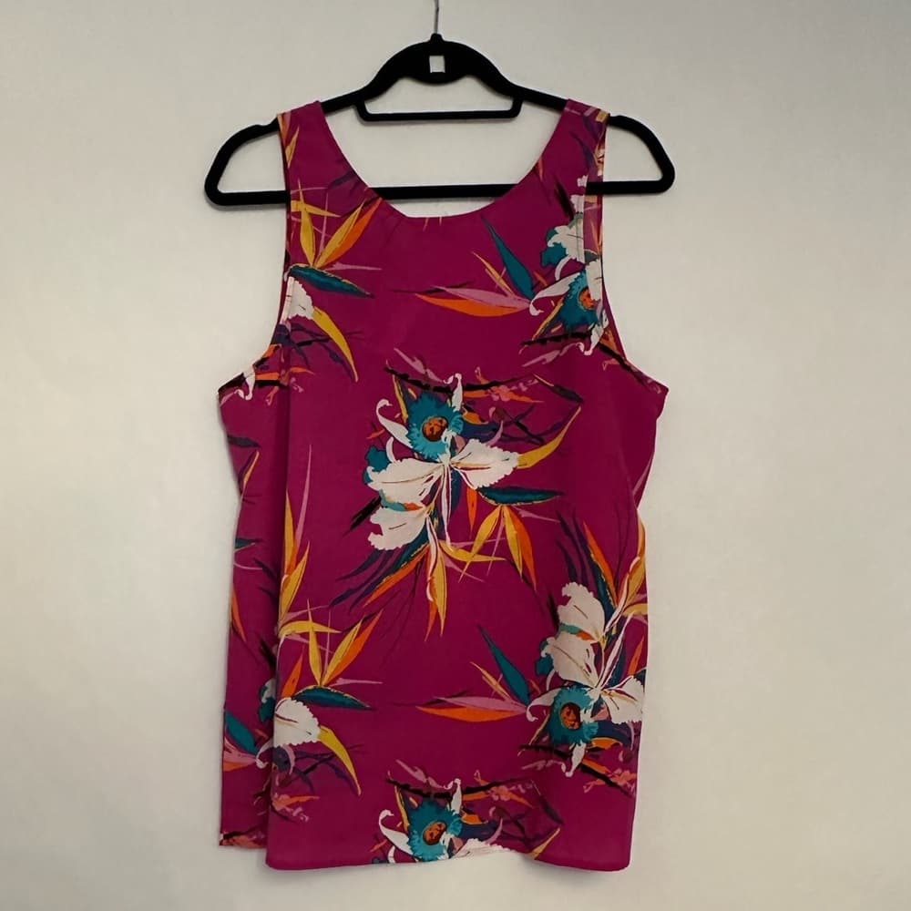NEW Dalia V-Neck Floral Tropical Sleeveless Camisole Tank Women’s Size Large