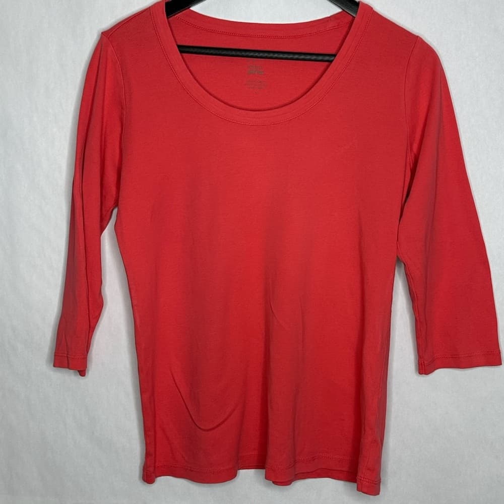 J.Jill Perfect Pima Shirt 3/4 Sleeve Tee Soft Everyday Essential Size Medium