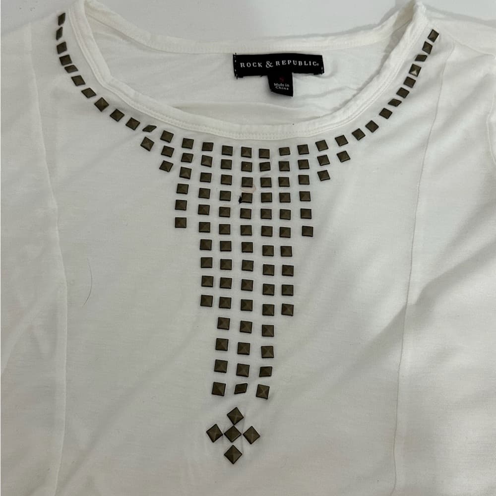 Rock & Republic Studded Long Sleeve Top Size Small Boho Luxe Y2K