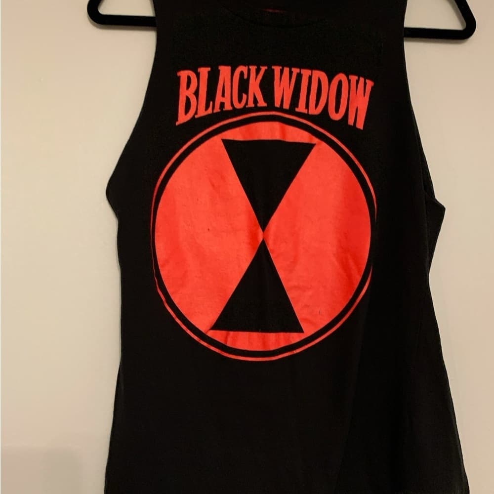 Marvel Black Widow Superhero Logo Sleeveless Muscle Tank Red Black Medium