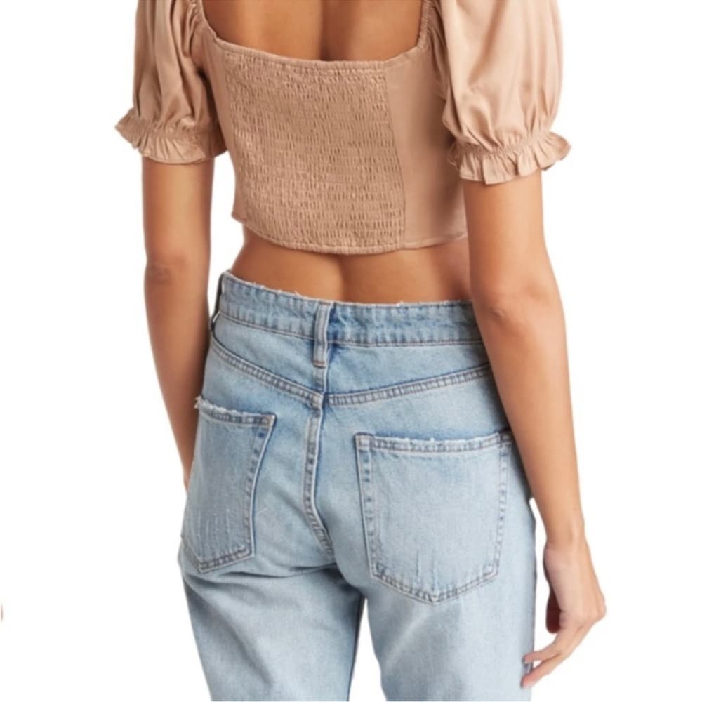 NWT Sophie Rue Puff Sleeve Corset Style Crop Top Size Large Cottagecore Romantic
