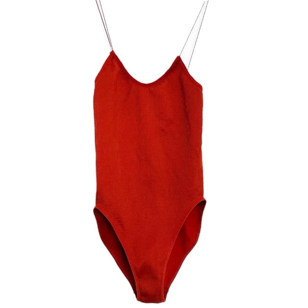 Out From Under Urban Outfitters Bungee Strap Bodysuit in Color Rust Size Large
