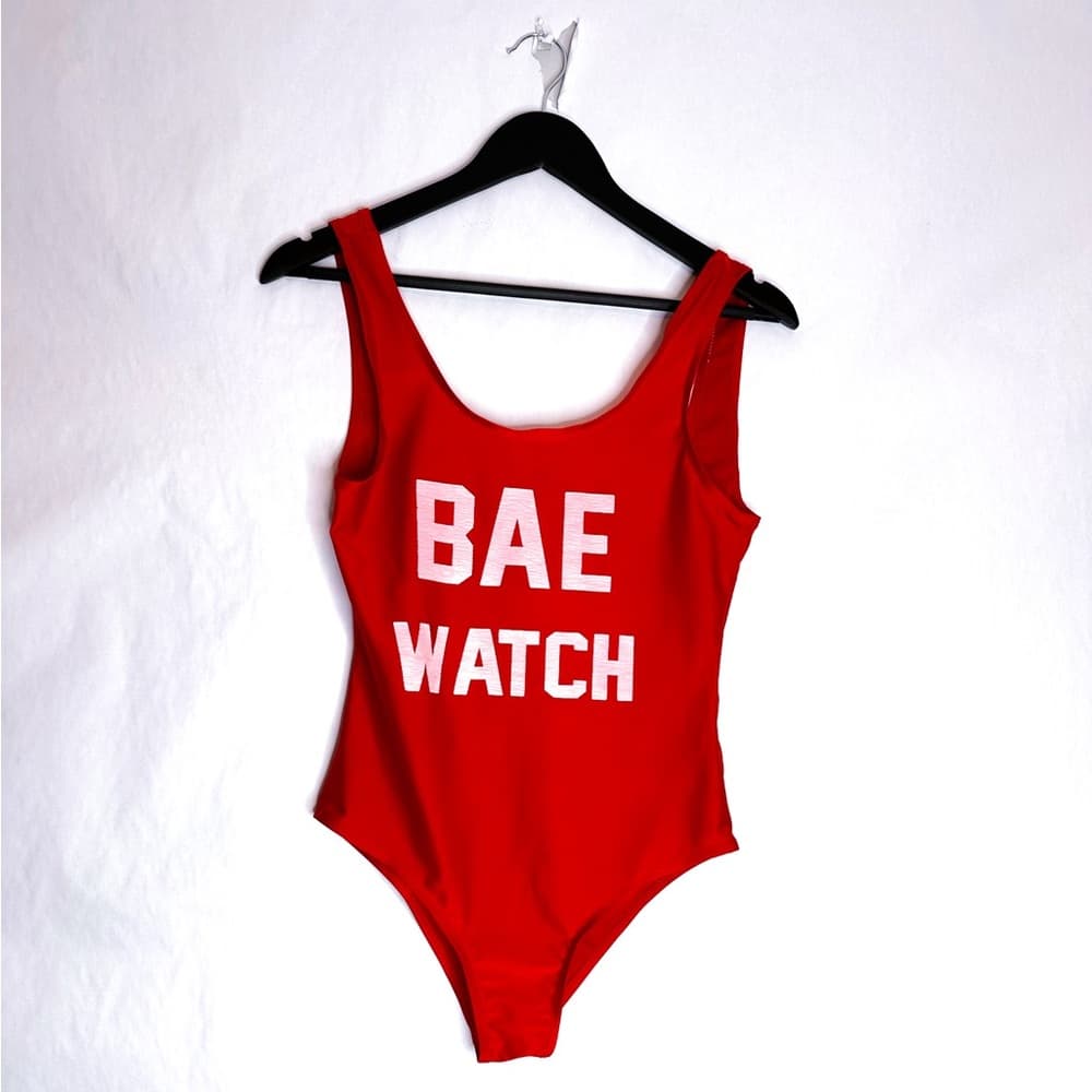 BAE WATCH Red One-Piece Swimsuit Bodysuit Size Large Vacation Resortwear