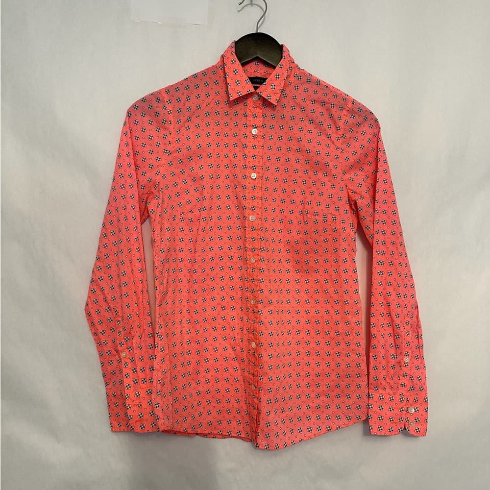 J.Crew Perfect Shirt Floral Button Down Cotton Blouse Size 2 Office Workwear