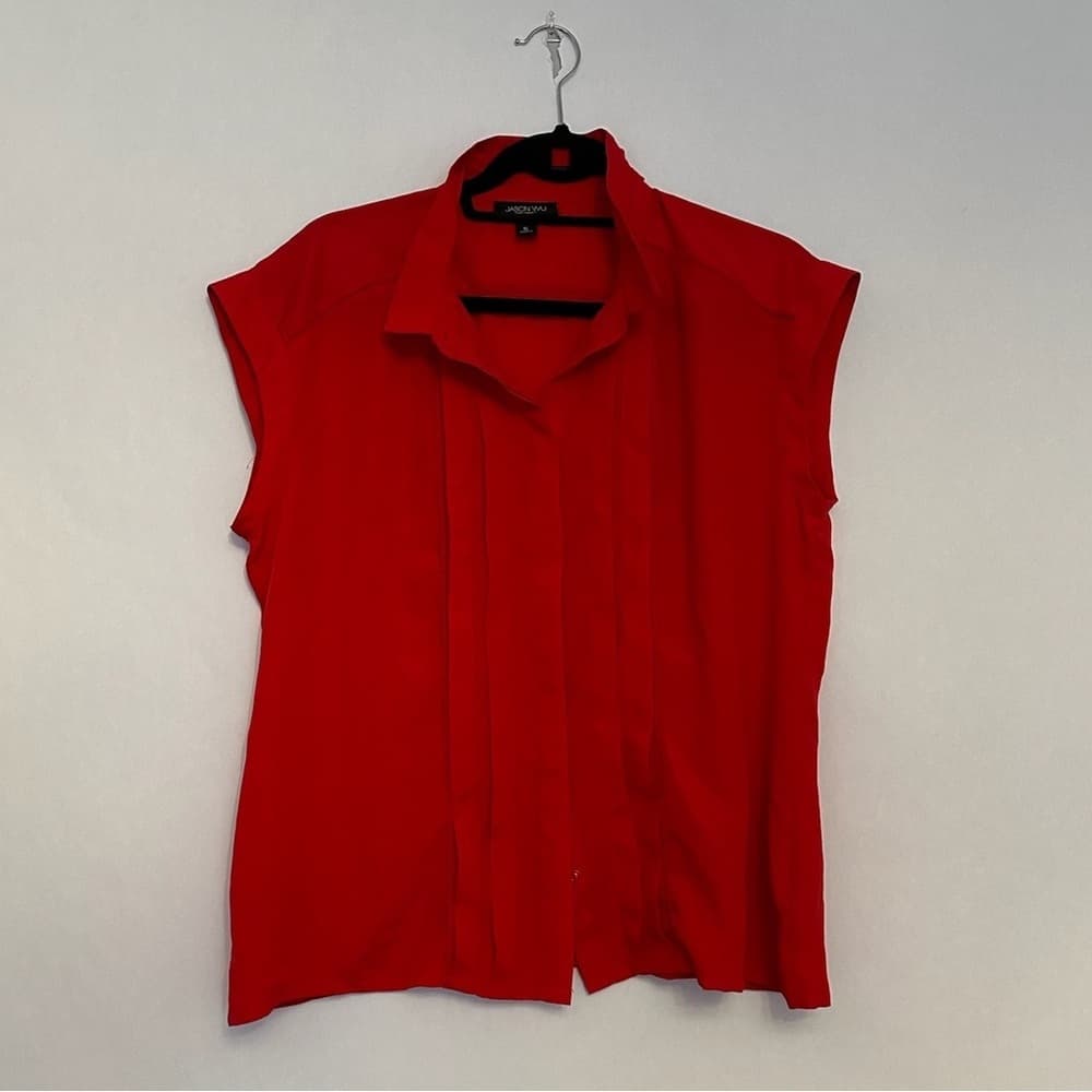 Jason Wu for Target Red Sleeveless Button Up Blouse Collared Pleated Women’s XL