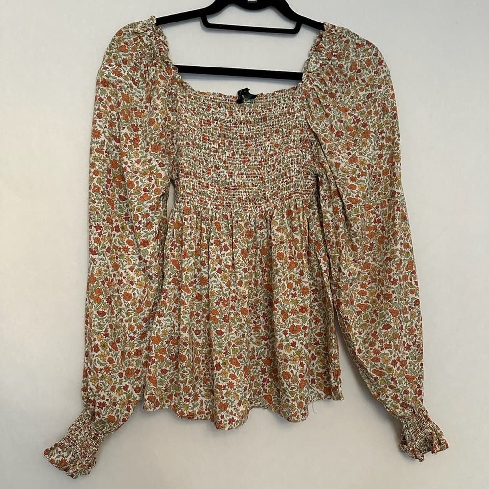 Cynthia Rowley Floral Smocked Blouse - Bohemian Peasant Size Women’s Small
