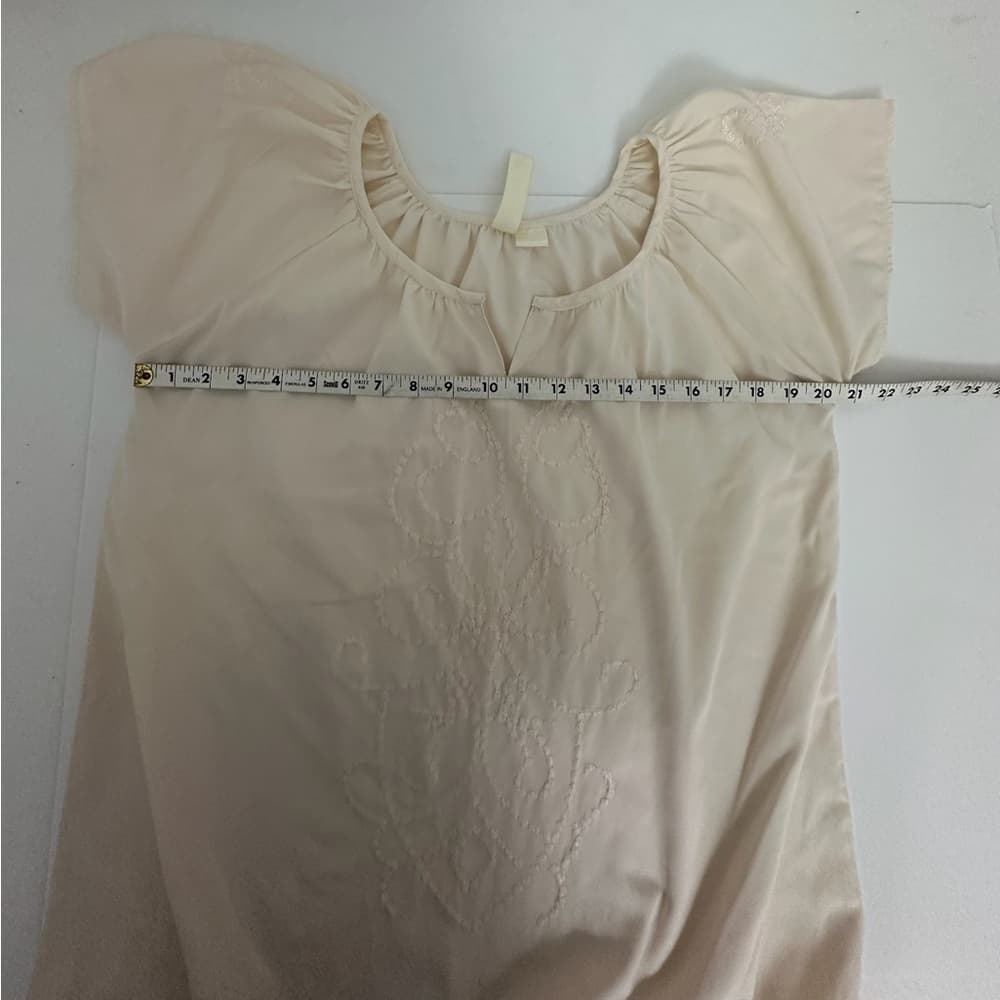 Bohemian Beige Embroidered Peasant Blouse Boho See measurements