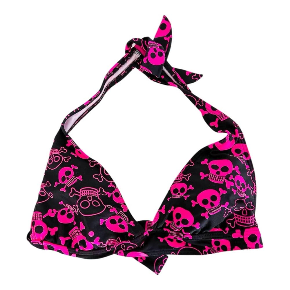 Kaligirlz x Hot Topic Y2K Pink Black Skull Print Bikini Set Size Large Rare Swim