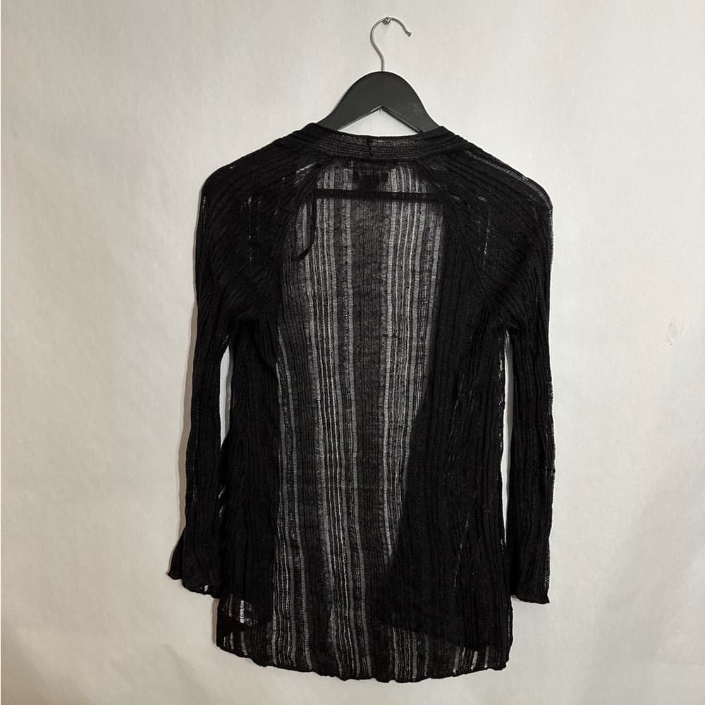Tahari 100% Linen Black Open Front Lightweight Sheer Cardigan Size XS Resortwear
