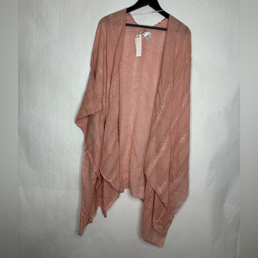 Sole Society Pink Rose Shimmer Open Front Draped Cardigan One Size SEE NOTES