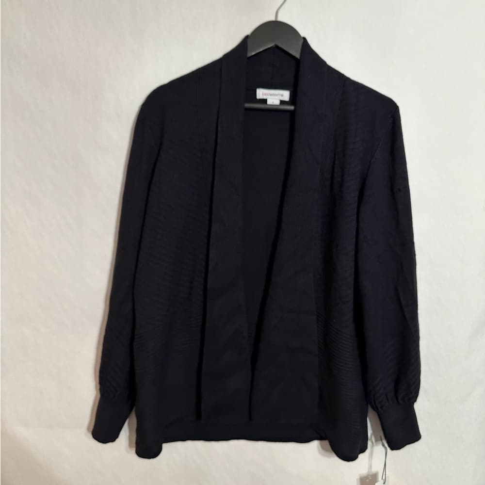 NWT Liz Claiborne Navy Open Front Textured Cardigan Sweater Size Large SEE NOTE