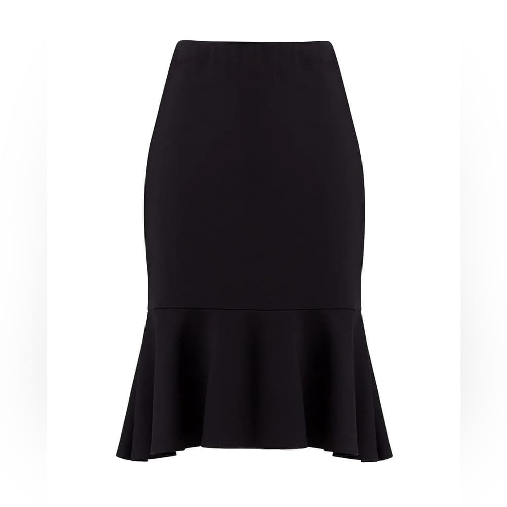 Trina Turk Black Alina Mermaid Pencil Midi Skirt Size 8 Minimalist Tailored Chic