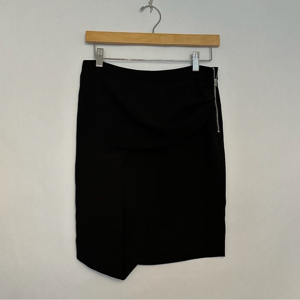 IRO Paris Brooke Draped Black Zip Ruched Side Skirt FR 38/US 6 Asymmetrical Goth