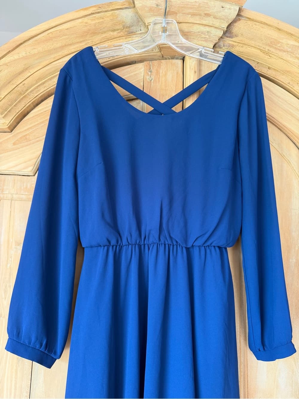 Royal Blue Long Sleeve V-Neck Dress