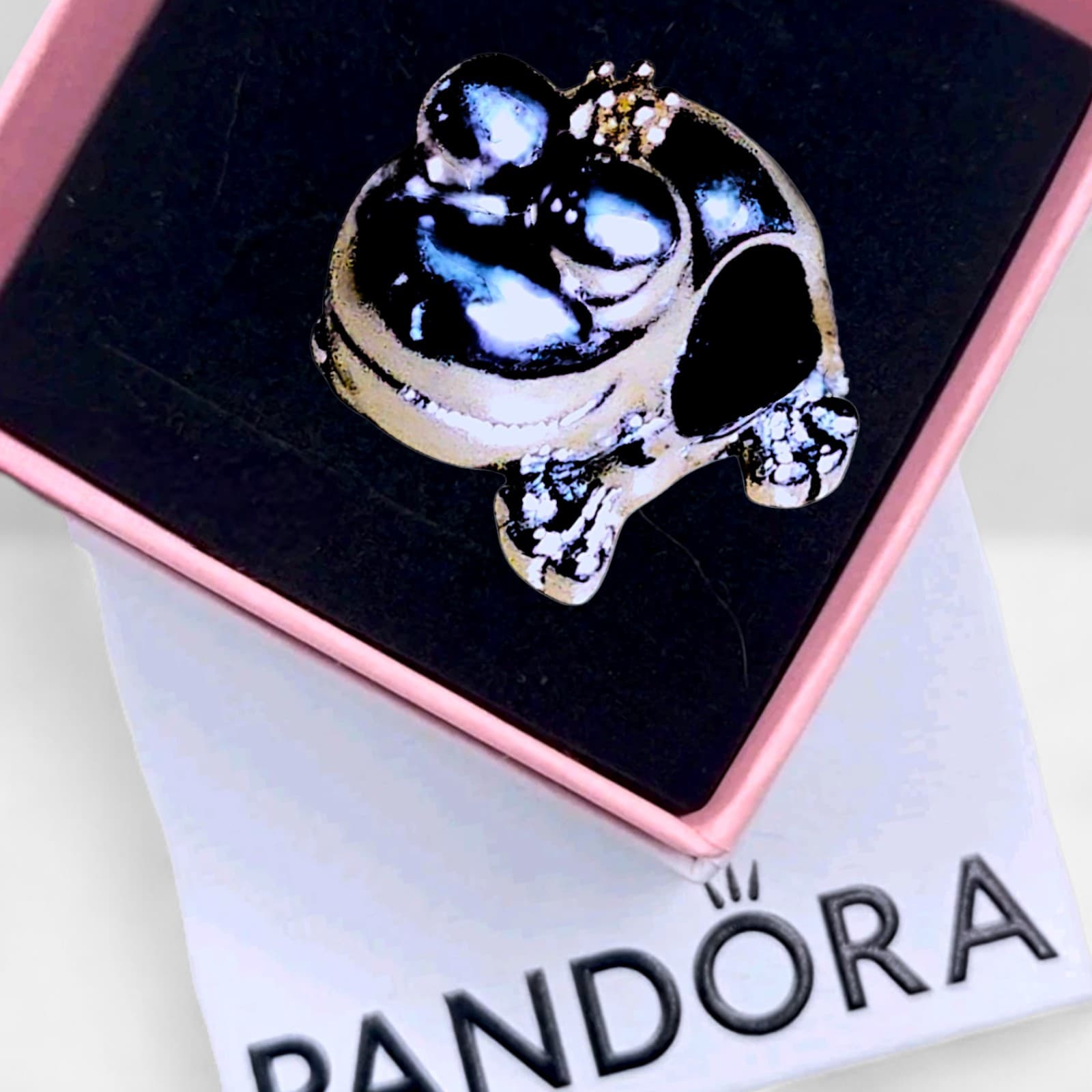 Pandora sterling silver frog prince charm featuring a 14K gold crown US SELLER
