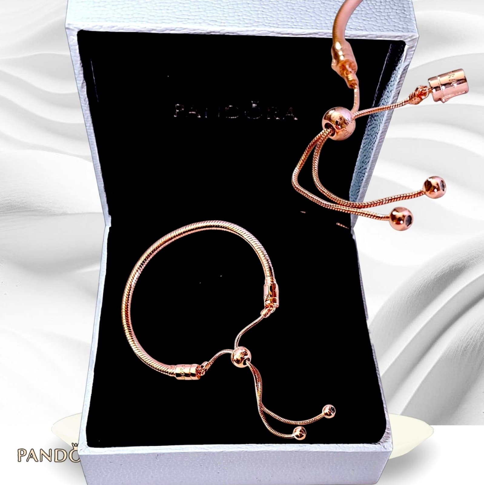 Pandora Rose Gold Plated Adjustable Slider Bracelet US SELLER