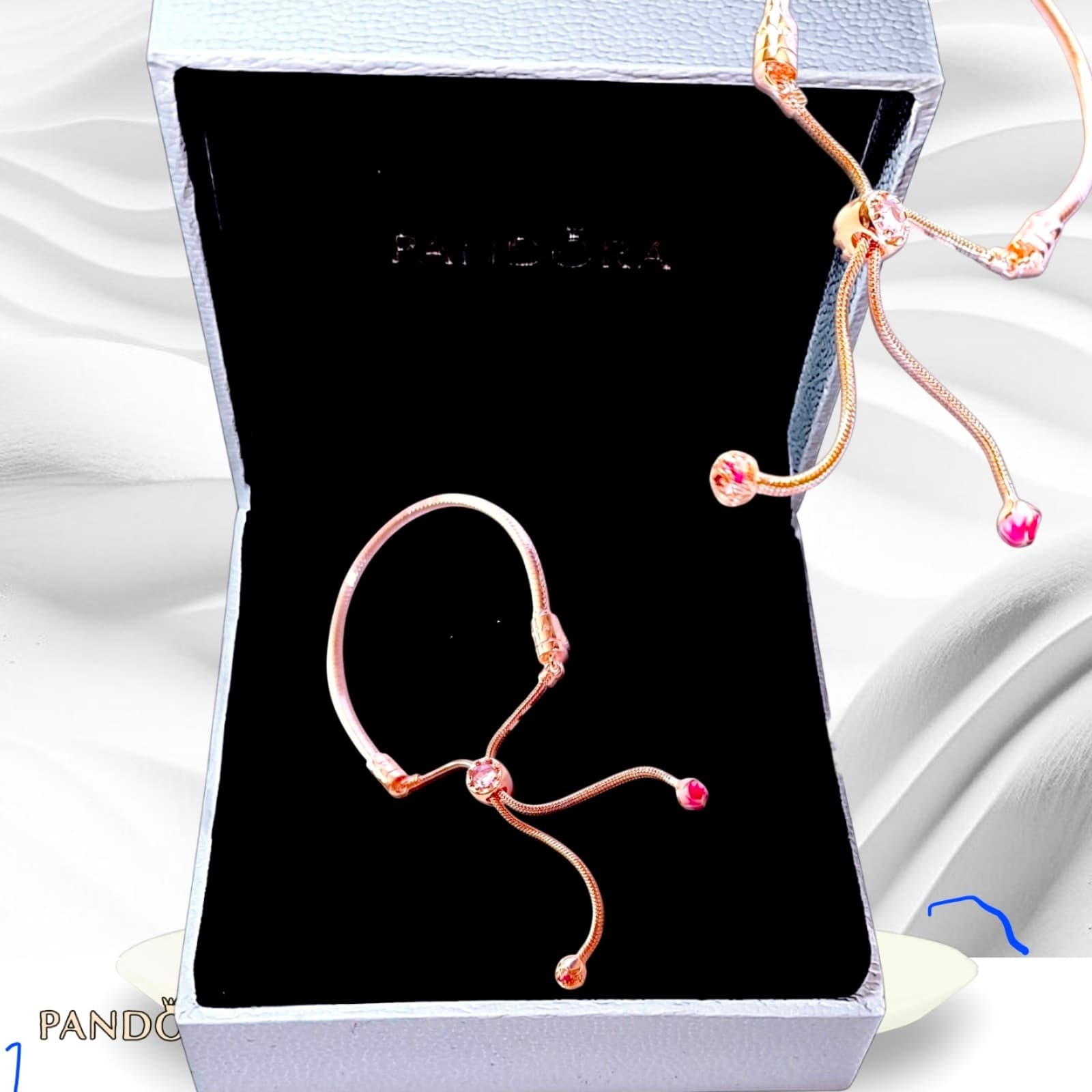 Pandora Cherry Blossom Rose Gold Plated Adjustable Slider Bracelet US SELLER