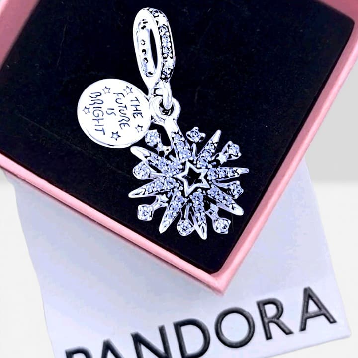Pandora Sparkling Firework Double Dangle Charm US SELLER
