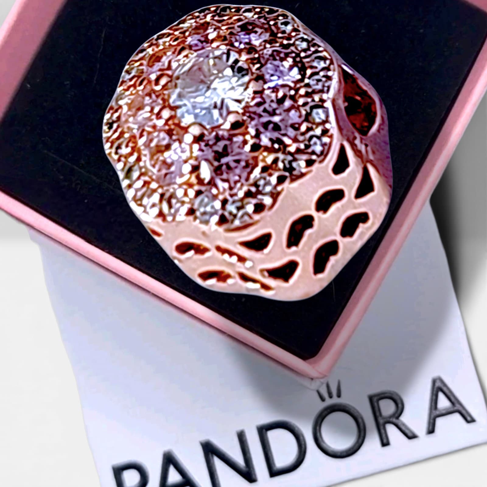PANDORA Pandora Rose Pink Sparkle Flower Charm RETIRED US SELLER