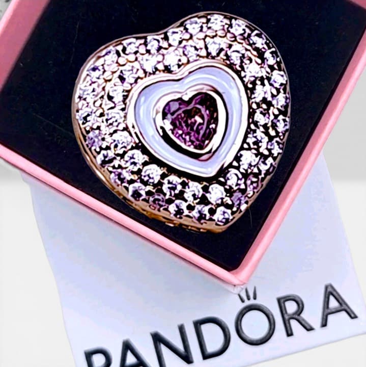 Pandora Pink Pavé Heart Charm 14k Rose Gold Plated US SELLER
