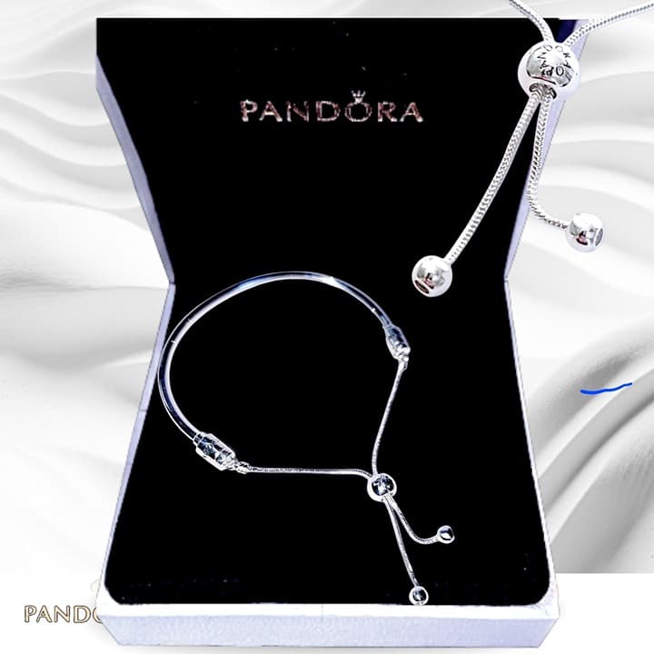 Pandora Silver Adjustable Lg. Slider Bracelet Size 19-21 US SELLER