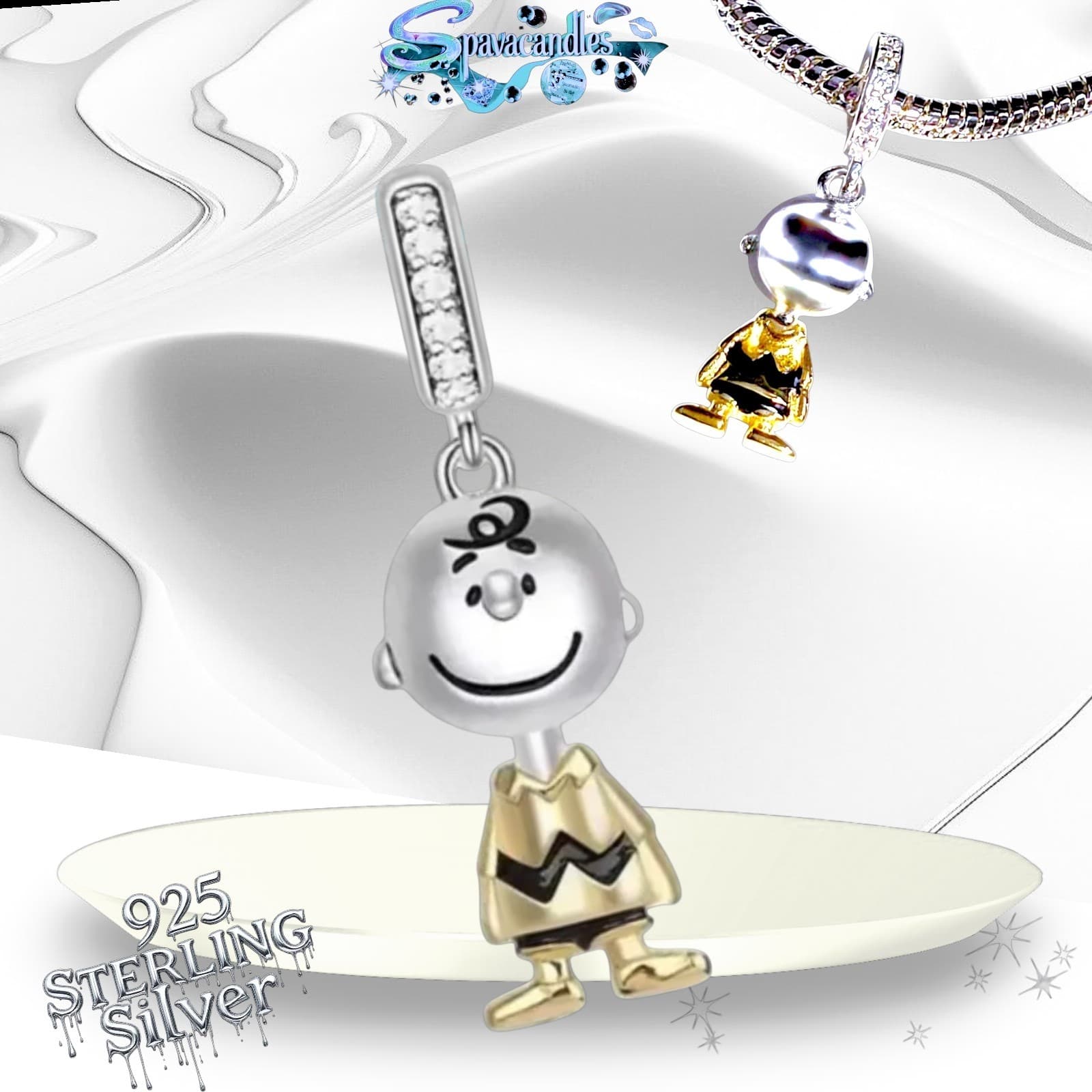 S925 Sterling Peanut Charlie Brown Dangle Charm US SELLER