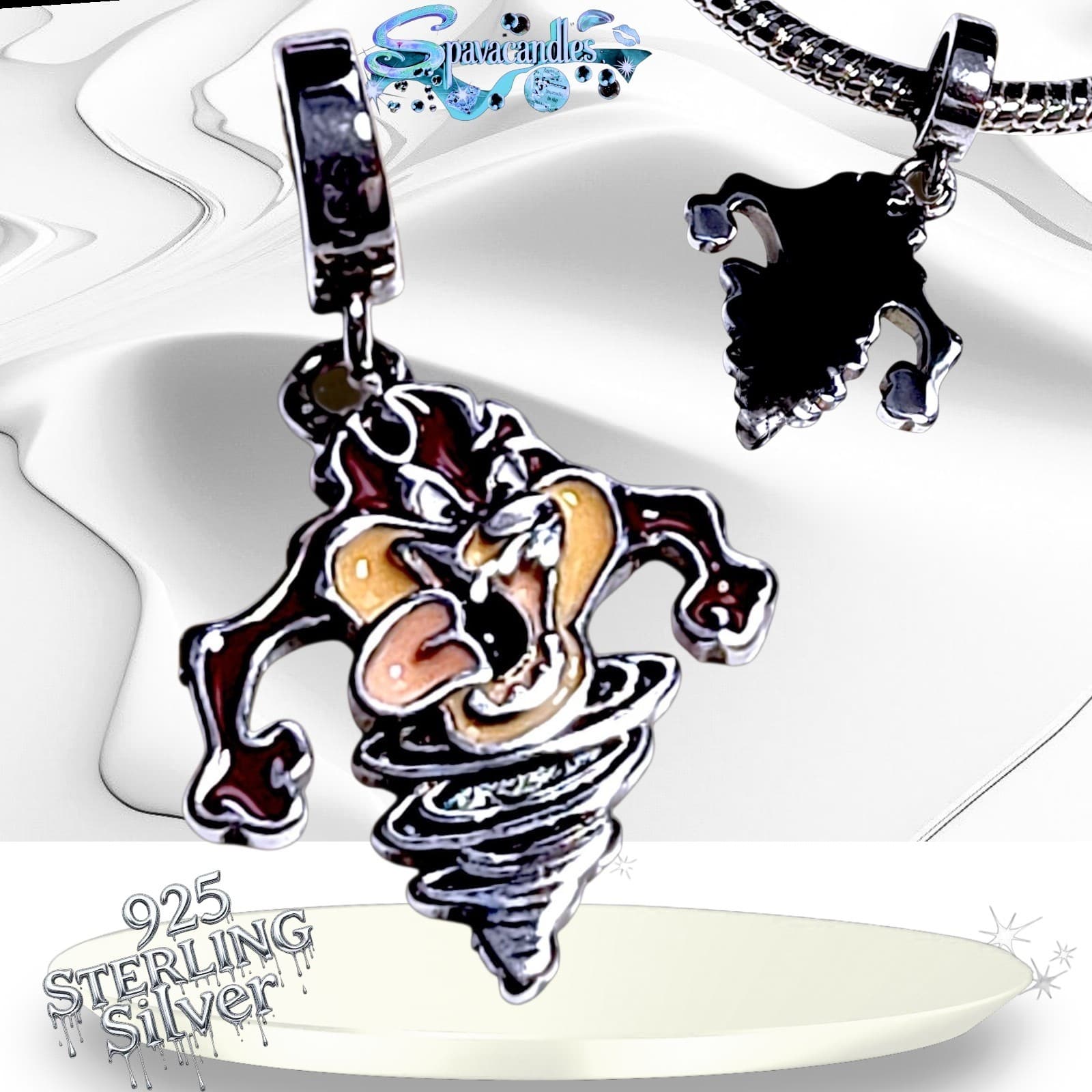 S925 Sterling Silver Looney Tuses Taz Tasmanian Devil Charm US SELLER