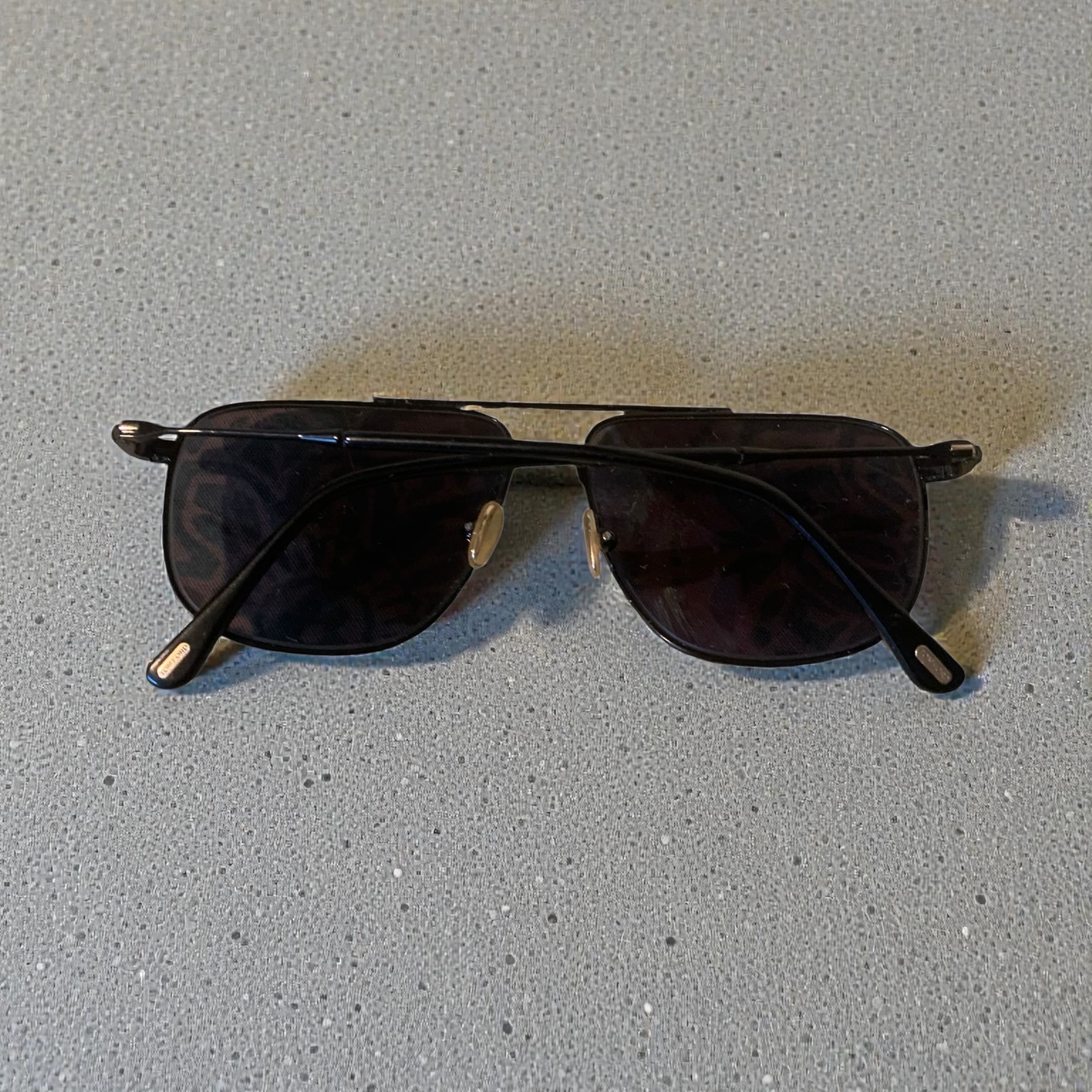 Tom Ford Black Square Sunglasses with Gold Accents
